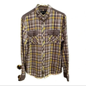 Calvin Klein Jeans Men's Plaid Crinkled Button Down  Shirt Size M
